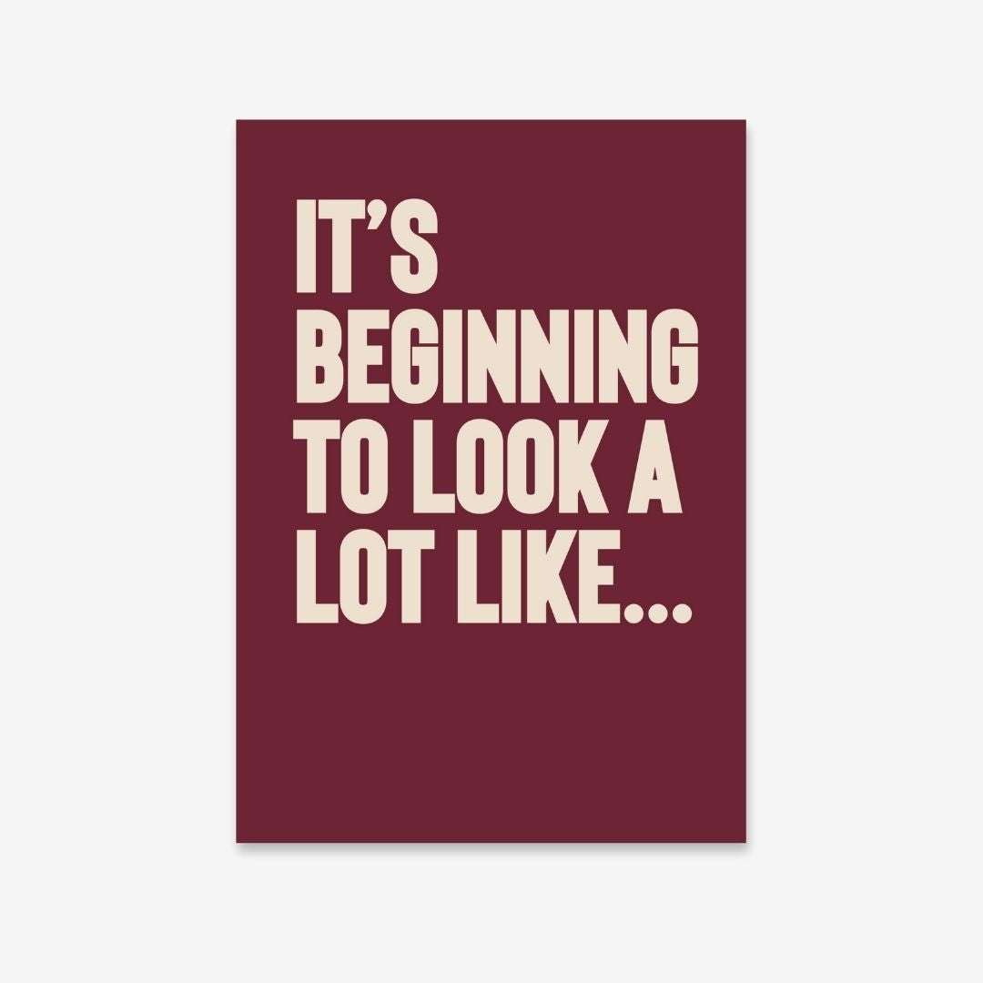 Burgundy & cream vintage style typographic quote printable  "It's beginning to look a lot like Christmas"