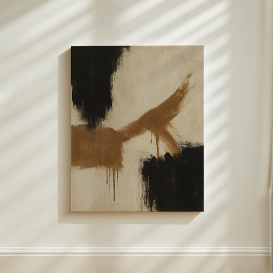 Abstract neutral brown canvas painting, free digital download printable artwork for gallery walls.