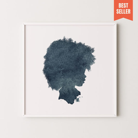 Ink Silhouette portrait of a child framed in white veneer wood. – personalised wall art by Burnt Peach
