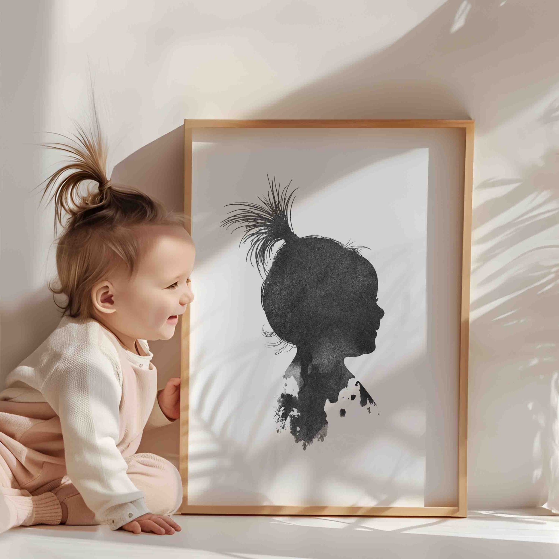 Custom family silhouette ink portrait – meaningful personalised artwork, perfect for home decor, nursery's and baby gifts.