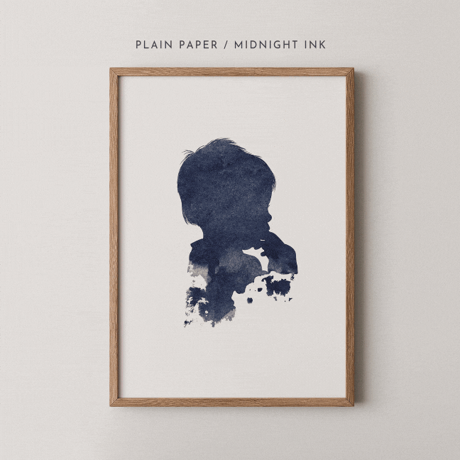 Custom family silhouette portrait – meaningful personalised artwork, perfect for home decor or keepsake gifts.