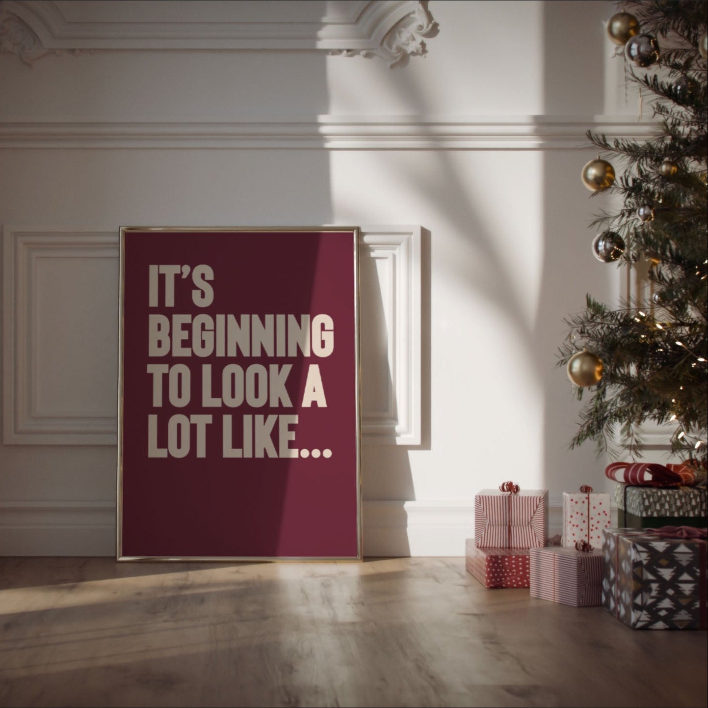 "It's beginning to look a lot like Christmas"   free festive quote print,  digital download for modern interiors.