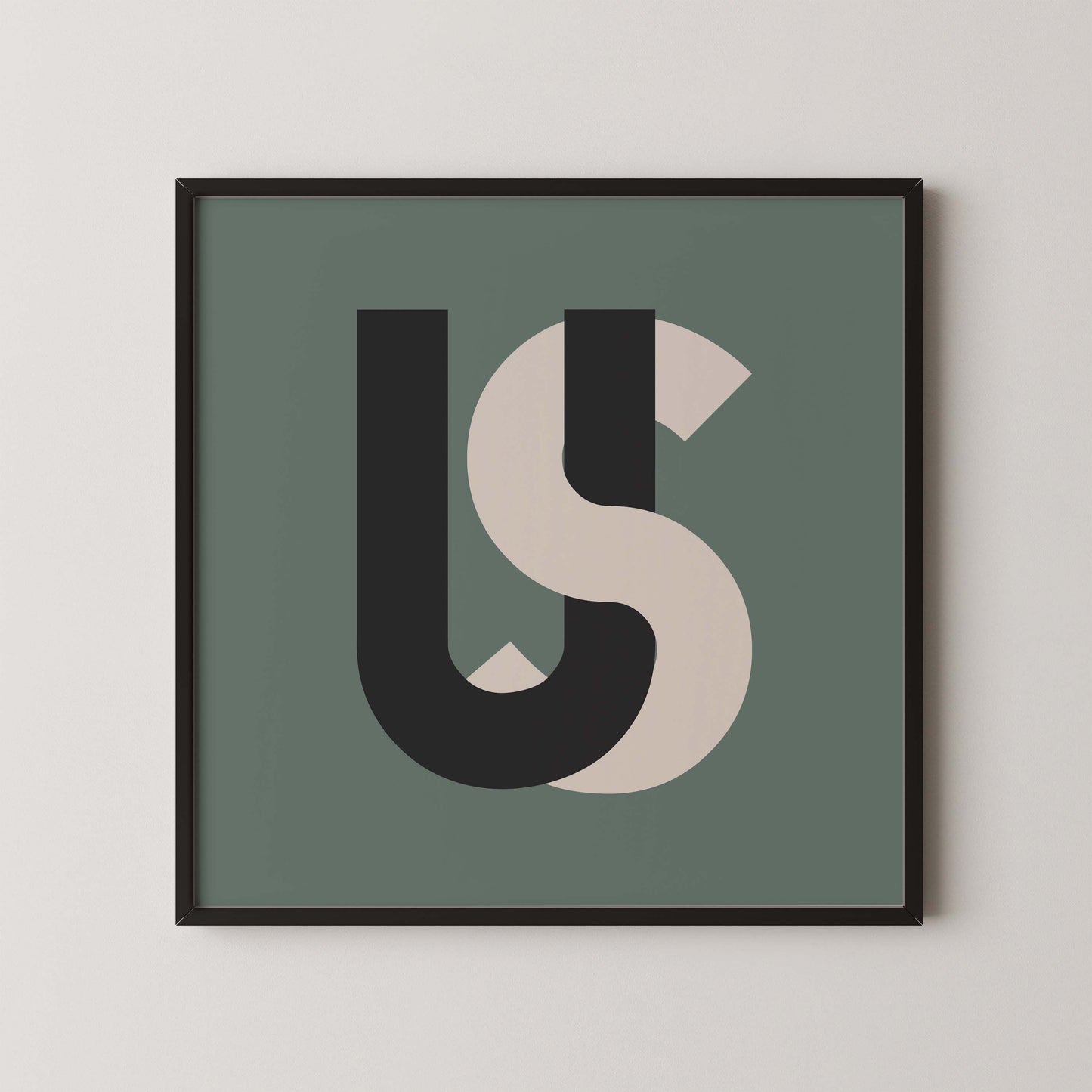 US quote print in green with mid-century Bauhaus style typography, statement wall art for gallery walls and modern home decor.