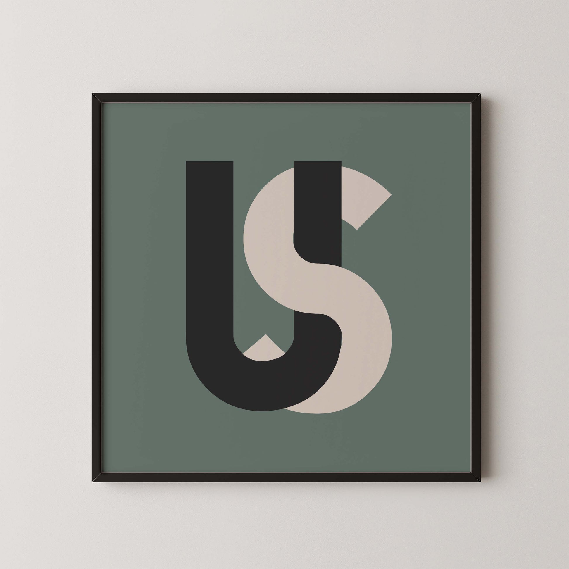 US quote print in green with mid-century Bauhaus style typography, statement wall art for gallery walls and modern home decor.