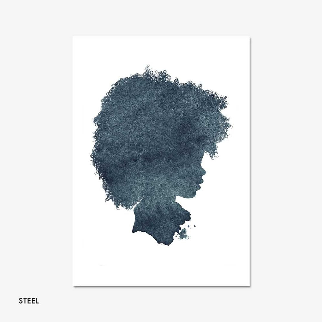 Best selling Steel Ink Silhouette portrait of a child – personalised wall art by Burnt Peach, ideal for modern family homes and gifting.