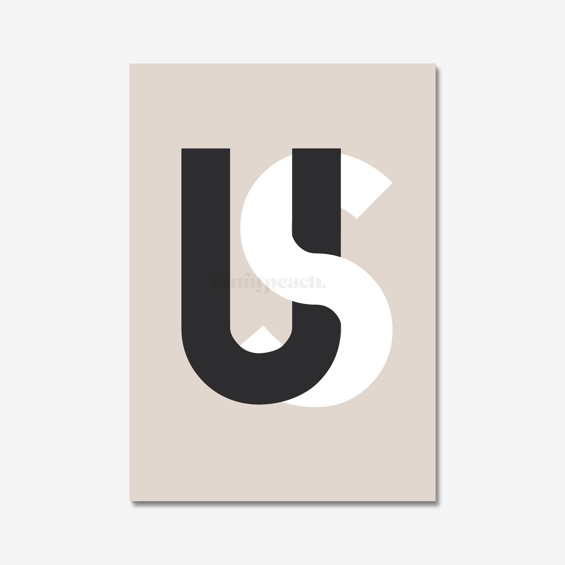 US quote print in stone colour mid-century Bauhaus style typography, for minimal home interiors.