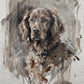 Painted pet portrait of a spaniel style dog, soft brushwork finish