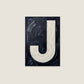 Letter J oil paint texture typography print on off white background