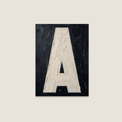 Letter A oil paint texture typography print on off white background