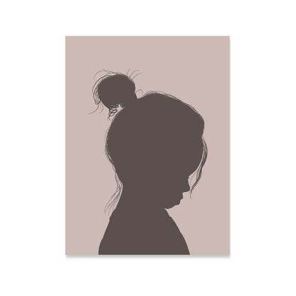 Custom drawn silhouette portrait of little girl, in Benjamin Moore's Colour Of the year Silhouette. A meaningful way to add a trend to your home interiors.
