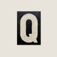 Letter Q oil paint texture typography print on off white background