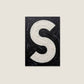 Letter S oil paint texture typography print on off white background