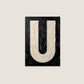 Letter U oil paint texture typography print on off white background