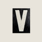 Letter V oil paint texture typography print on off white background