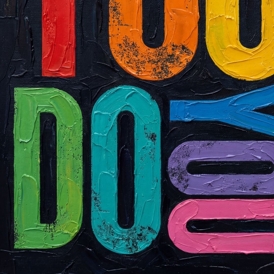 You do you, quote up close oil painted letters in rainbow colours. 