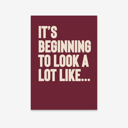Burgundy & cream vintage style typographic quote printable  "It's beginning to look a lot like Christmas"   