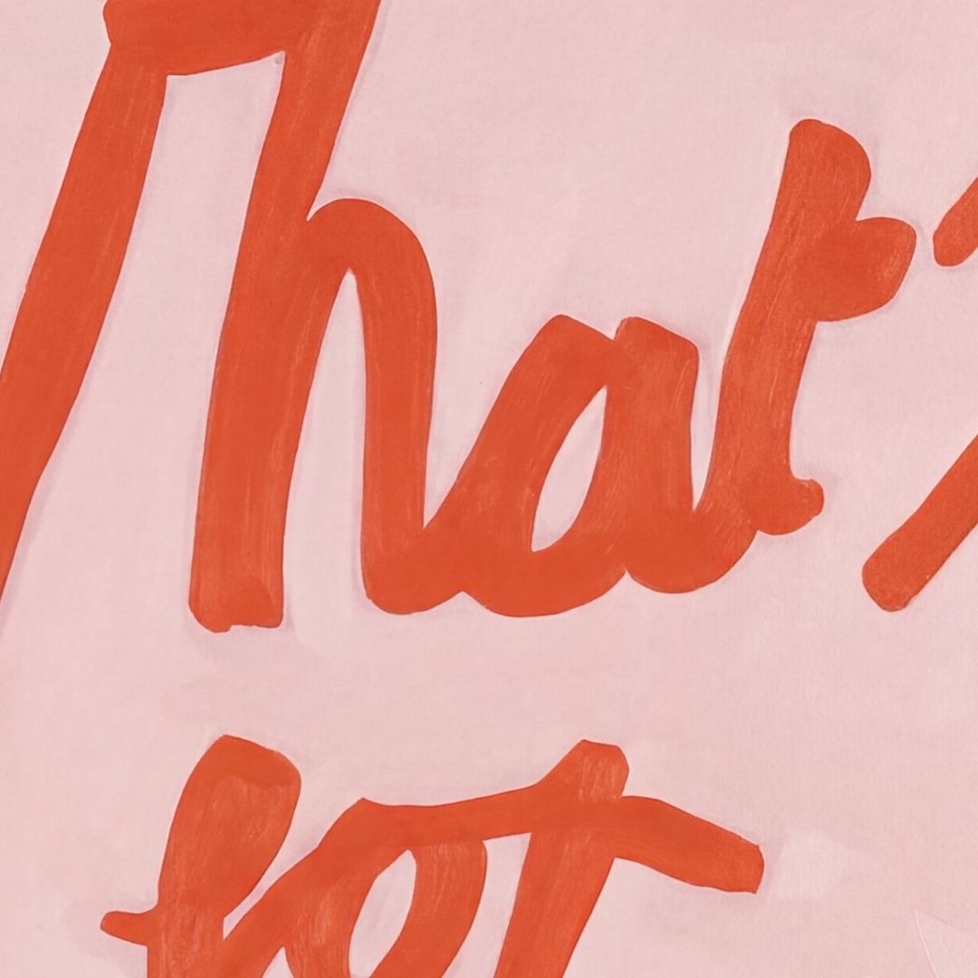 Close up shot of the oil paint texture on the "What's for pudding?" pink print. 