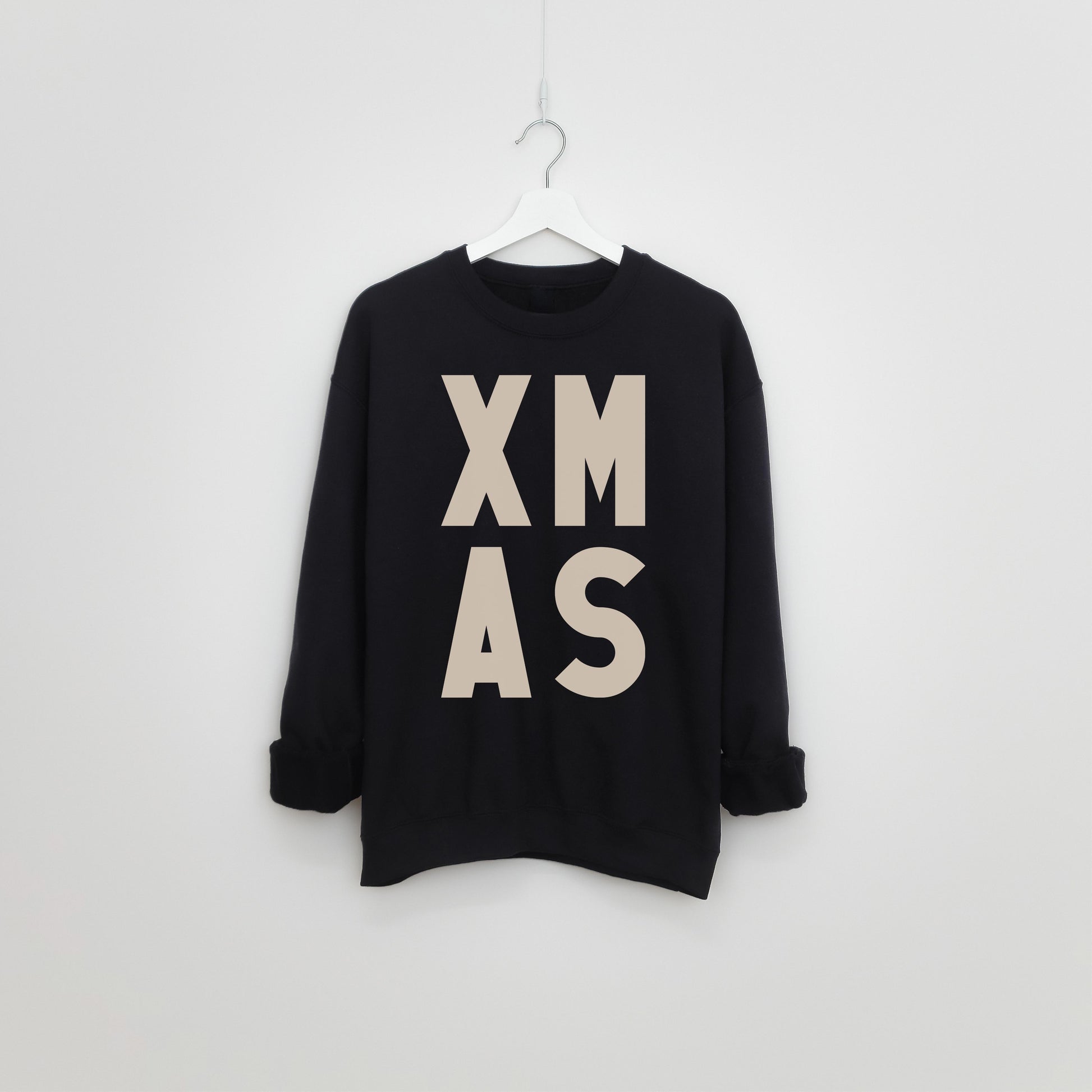 Black and cream graphic XMAS design Christmas sweatshirt, sustainable, unisex fashion. 