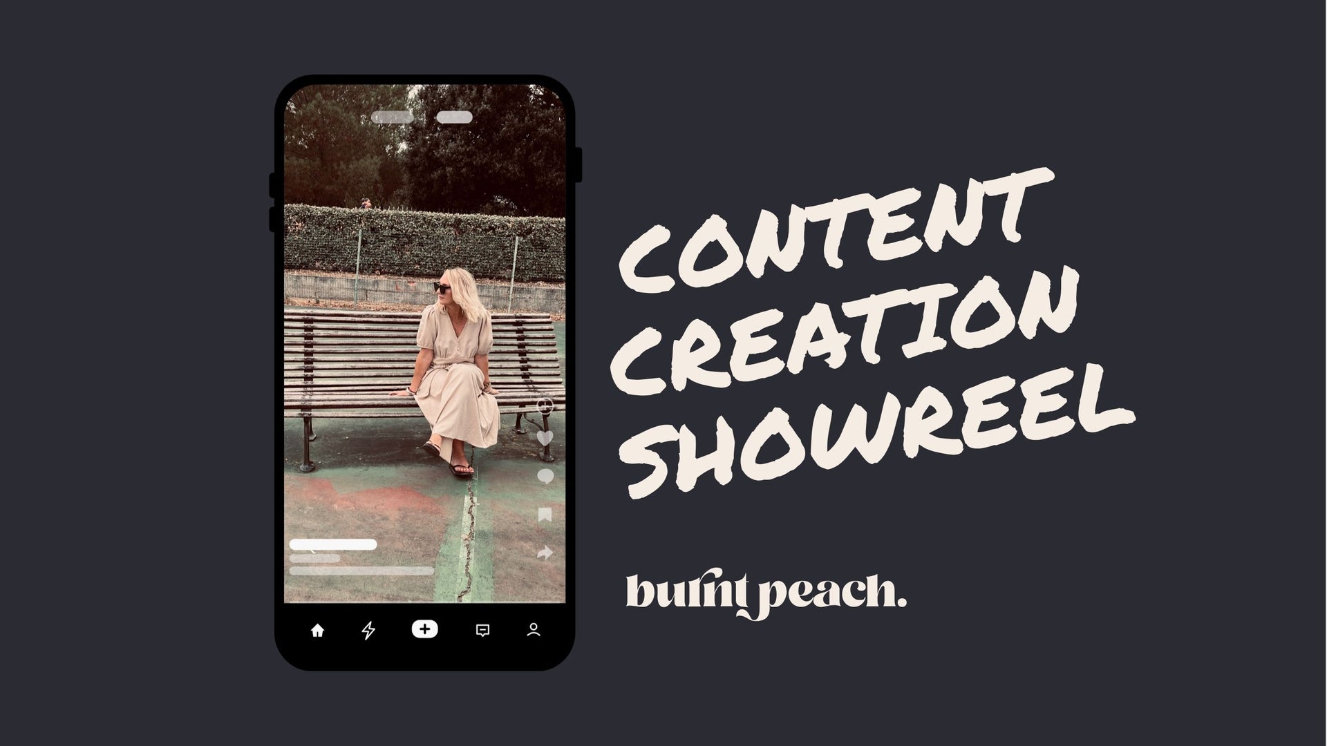 Load video: Image of content creation showreel graphic showing a phone and Pia in Matalan dress.