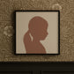 Portrait inspired by 'Pantone Colour Of The Year' 2025 Mocha Mousse. Styled on a brown wallpaper