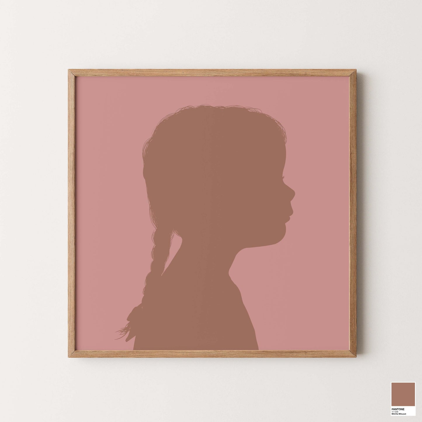 Personalised Little Peach portraits inspired by Pantone’s Colour of the Year. Hand-illustrated keepsakes in 25’s Mocha Mousse. CMYK matched.