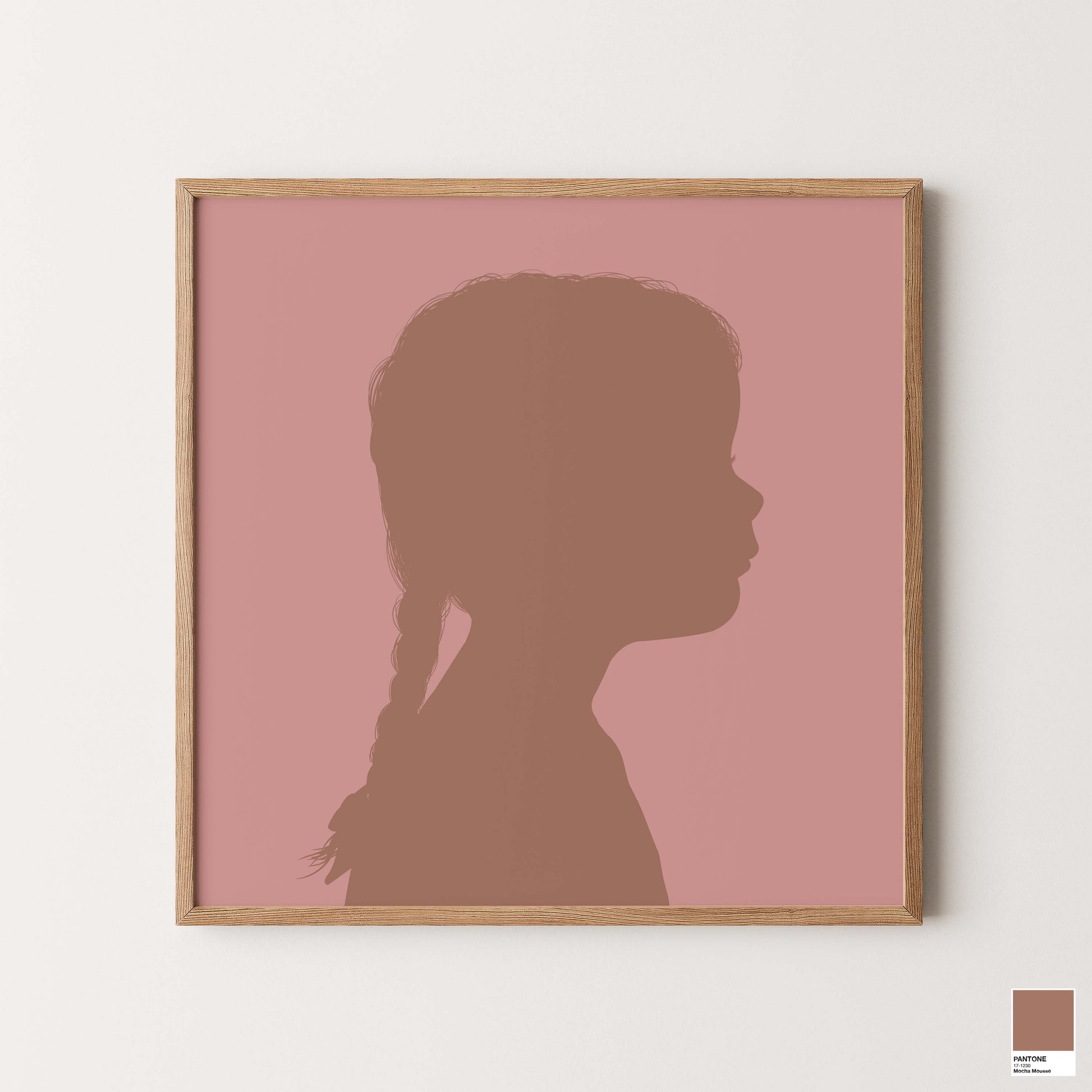 Personalised Little Peach portraits inspired by Pantone’s Colour of the Year. Hand-illustrated keepsakes in 25’s Mocha Mousse. CMYK matched.