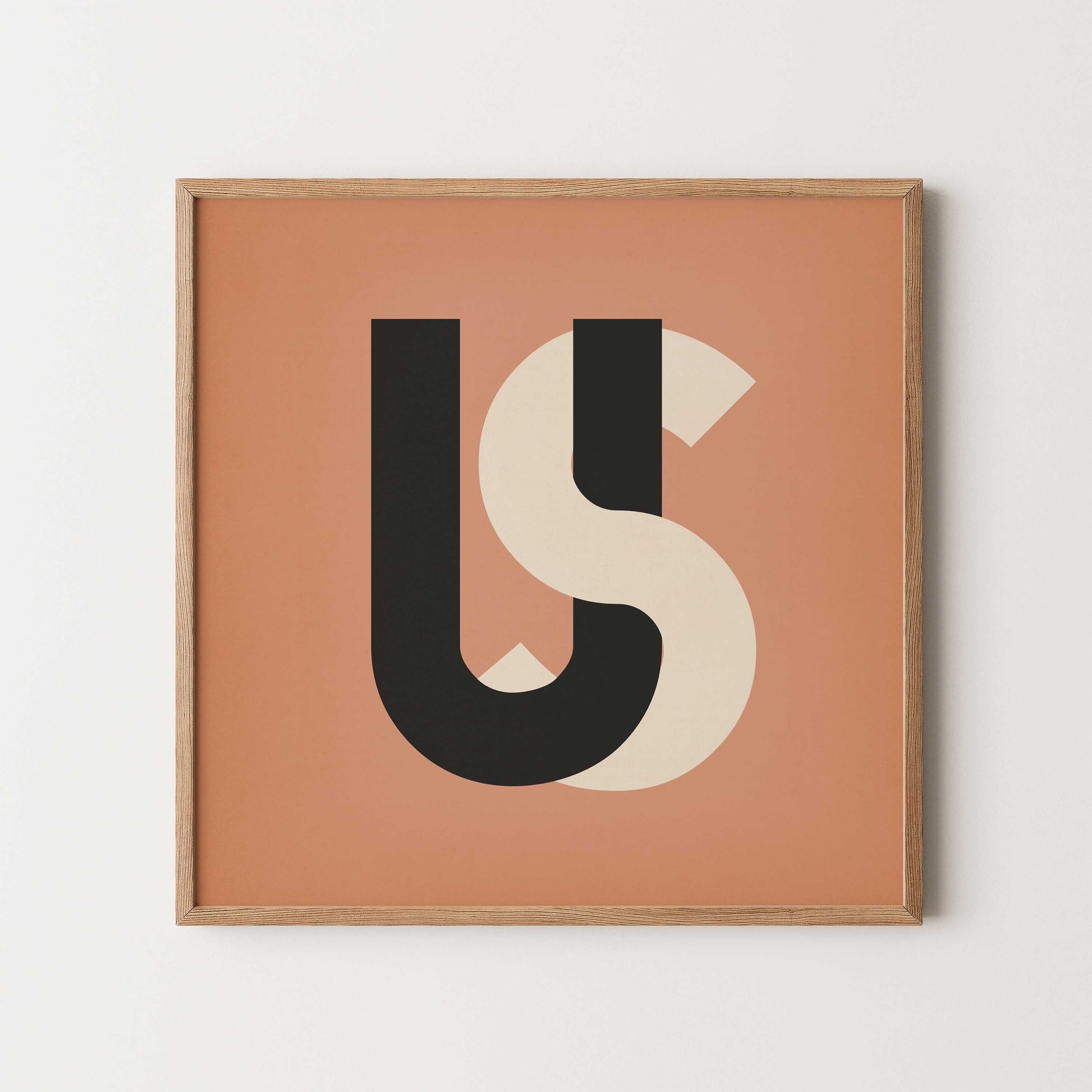US quote print in vintage peach with mid-century Bauhaus style typography, Bold wall art for gallery walls.
