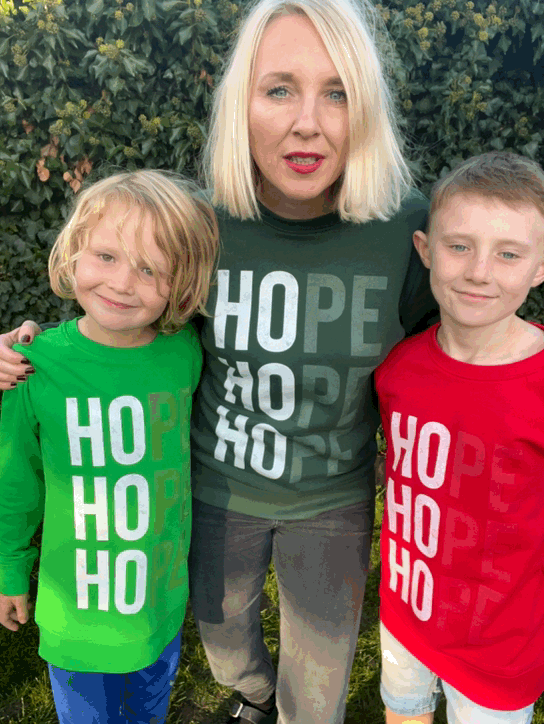 Ho Ho Hope  matching Family Christmas Jumpers supporting Youth Homelessness charity Centrepoint. 