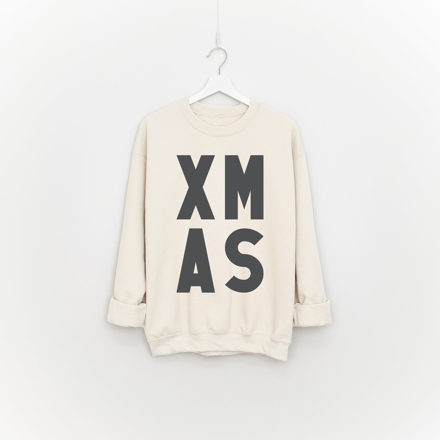 Off white and black  bold graphic XMAS designed statement making Christmas sweatshirt, sustainable, unisex fashion. 