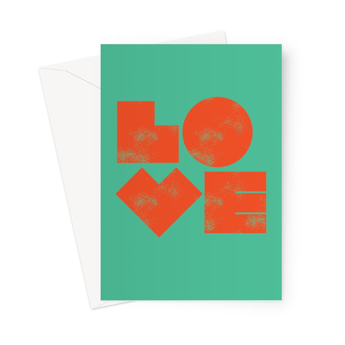 BIG OL' LOVE - Teal Greeting Card - burnt peach.