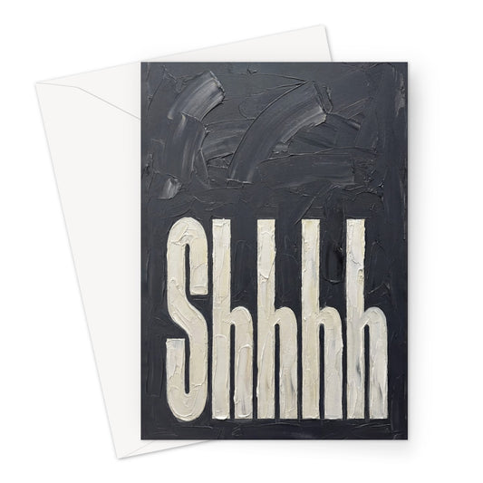 Shhhhh greeting card, oil on canvas print. 