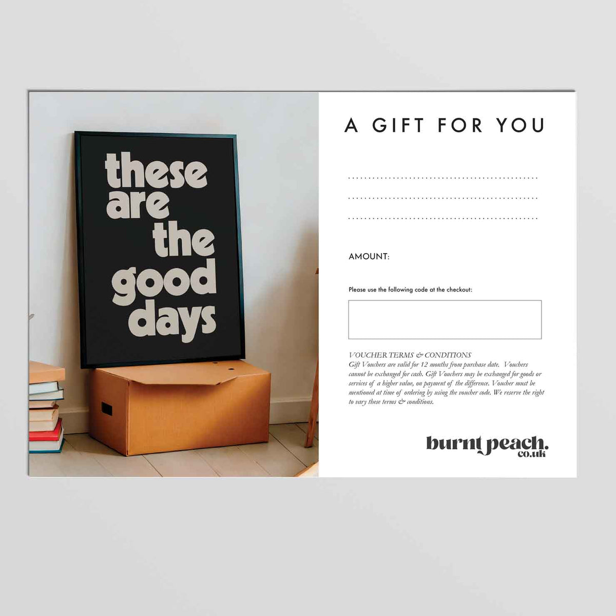 Gift Voucher Artwork - burnt peach.