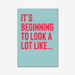 Bright  red & blue wall art quote print "It's beginning to look a lot like.."  for creating seasonal dopamine decor styling 