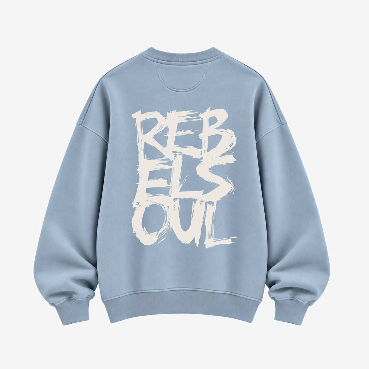 Rebel Soul organic sweatshirt in aquamarine, back print, by Burnt Peach