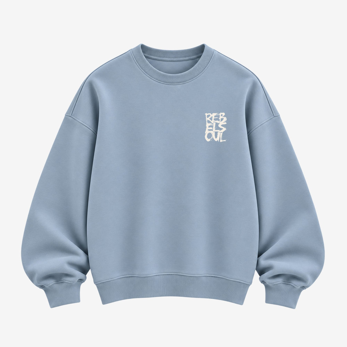 Rebel Soul organic sweatshirt in aquamarine, front, by Burnt Peach