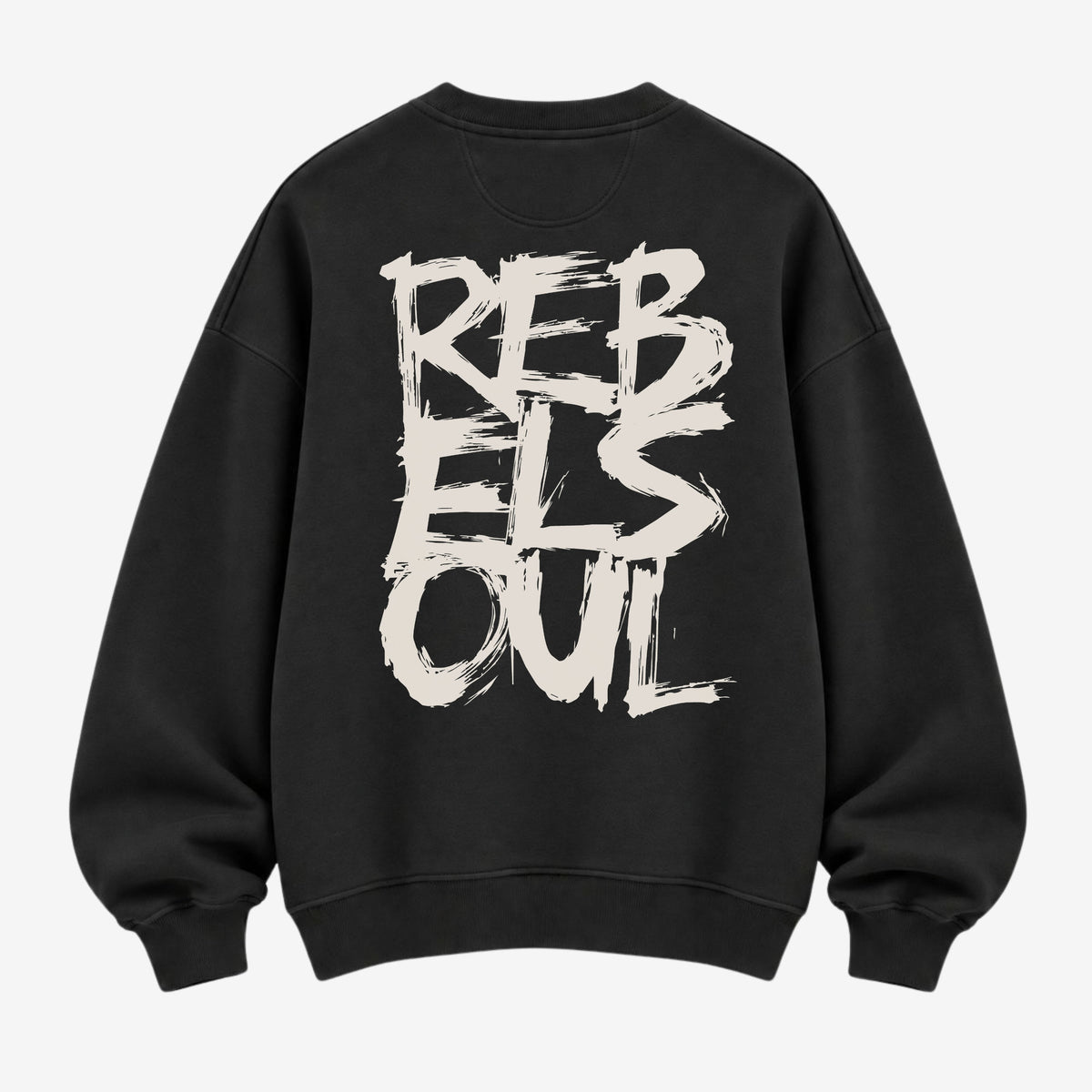 Rebel Soul organic sweatshirt in black, back print, by Burnt Peach