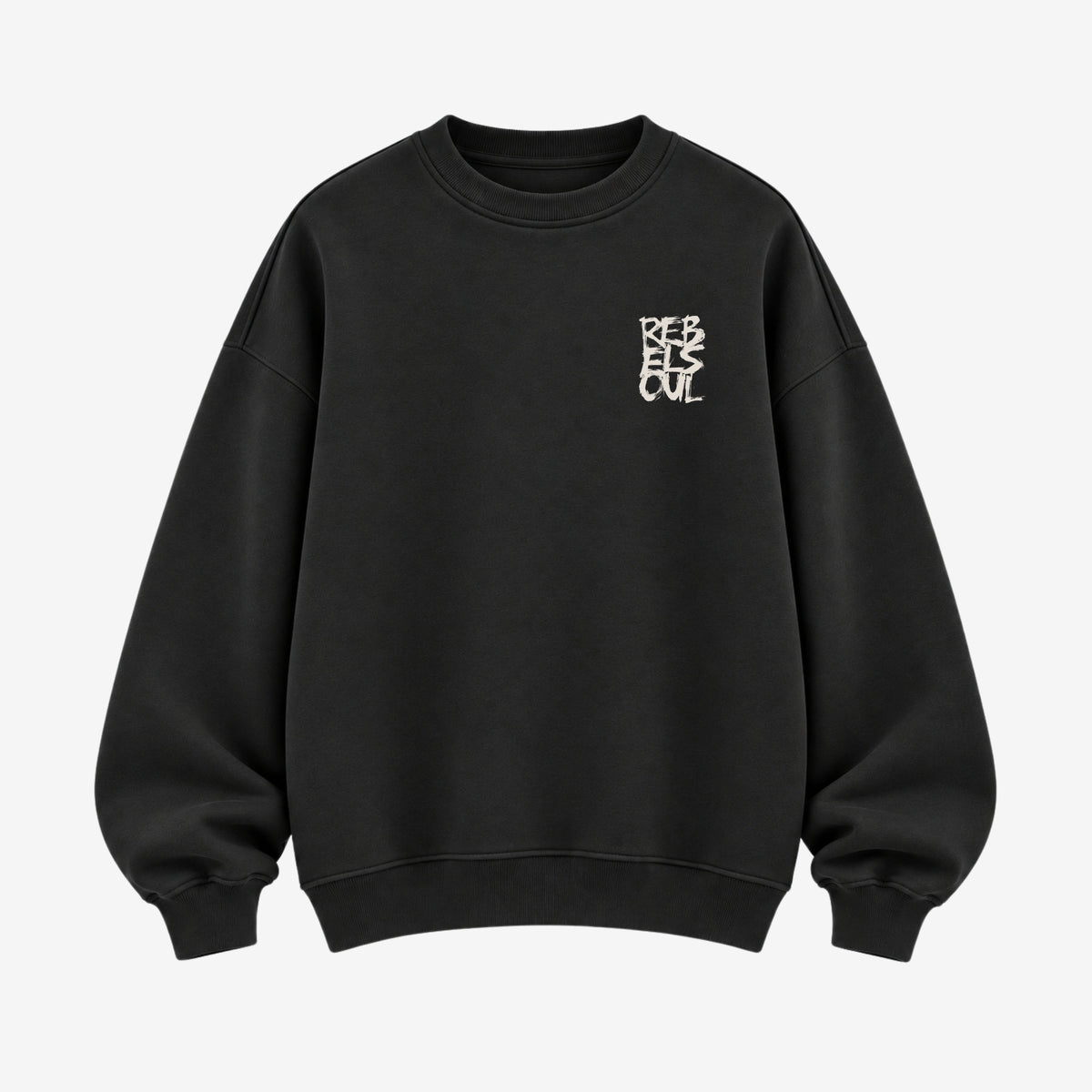 Rebel Soul organic sweatshirt in black, front, by Burnt Peach