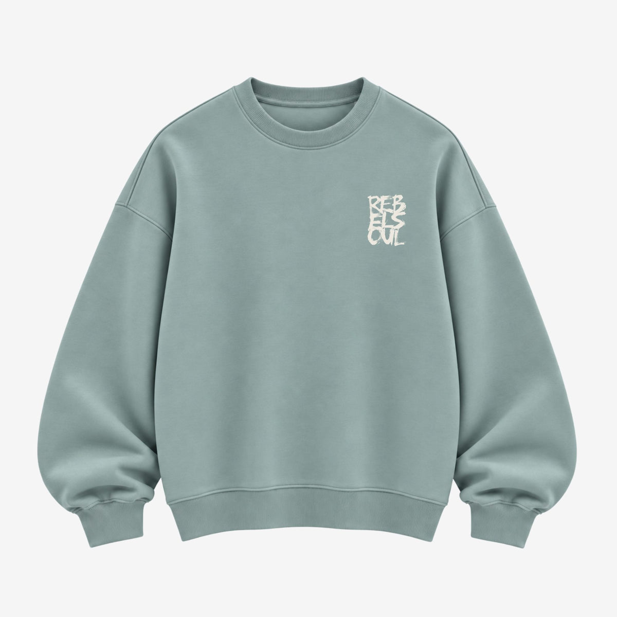 Rebel Soul organic sweatshirt in jade, front, by Burnt Peach