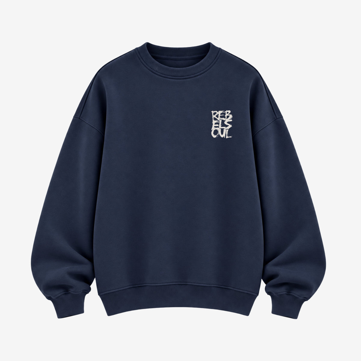 Rebel Soul organic sweatshirt in navy, front, by Burnt Peach