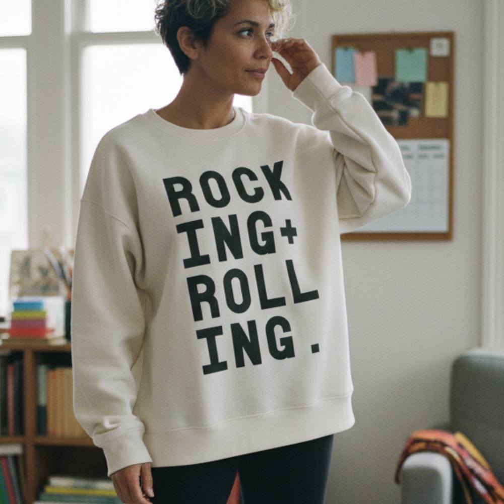 ROCKING + ROLLING | Premium Organic Sweatshirt - burnt peach.