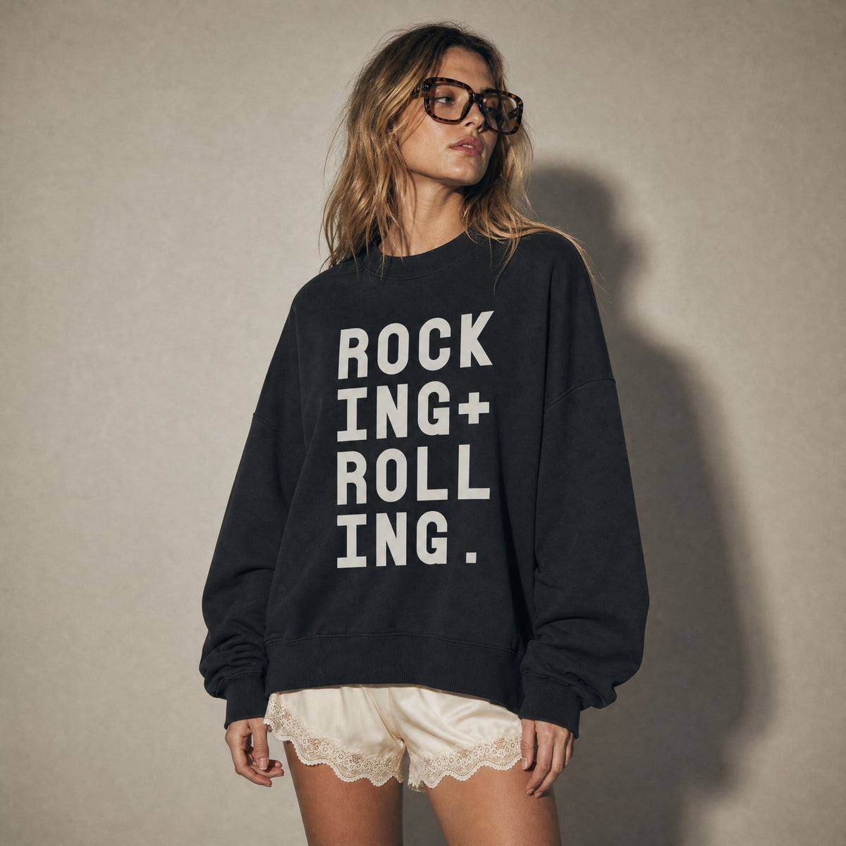ROCKING + ROLLING | Premium Organic Sweatshirt - burnt peach.