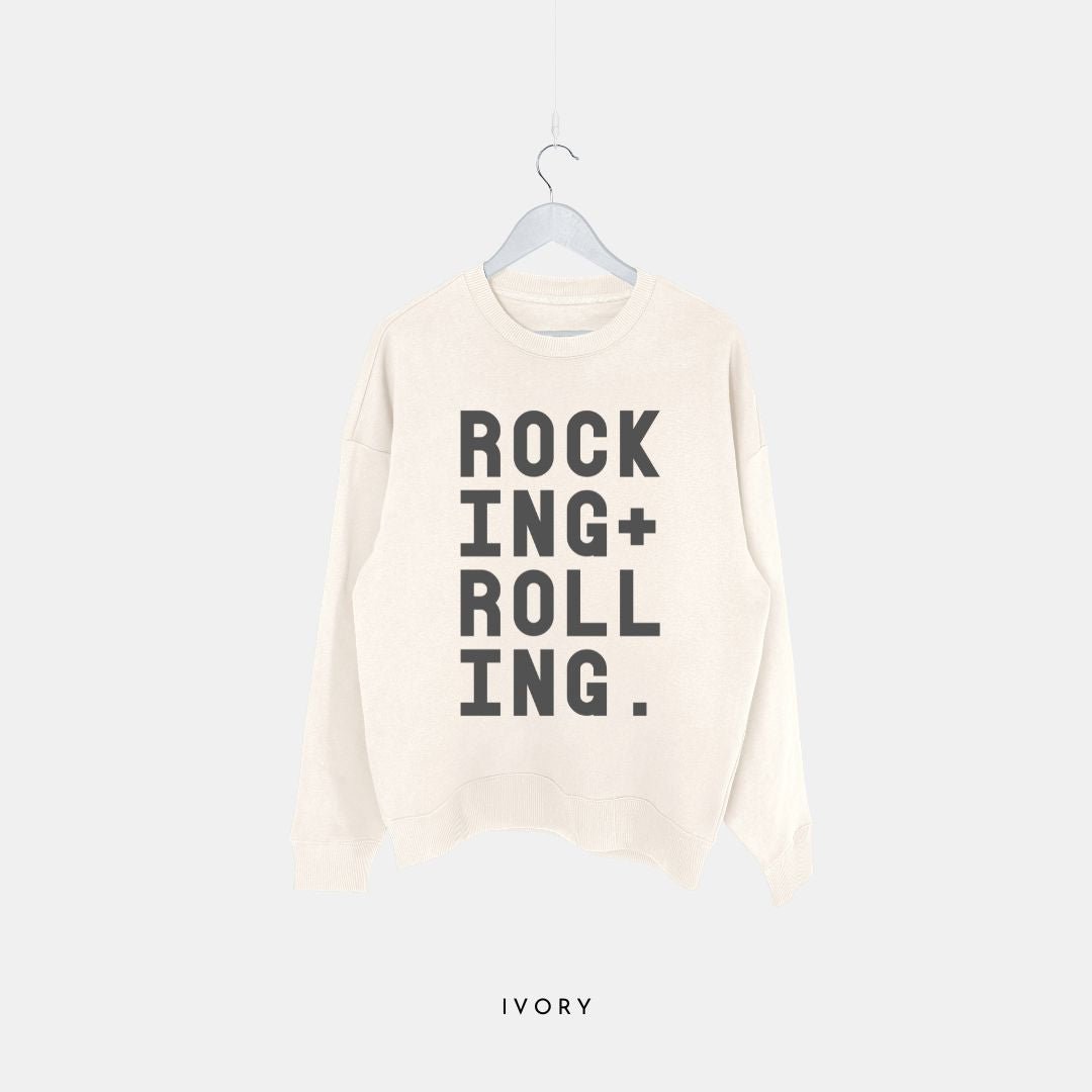 ROCKING + ROLLING | Premium Organic Sweatshirt - burnt peach.