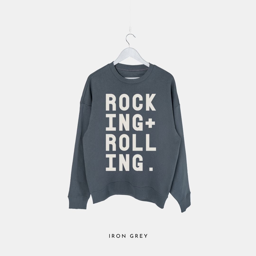 ROCKING + ROLLING | Premium Organic Sweatshirt - burnt peach.