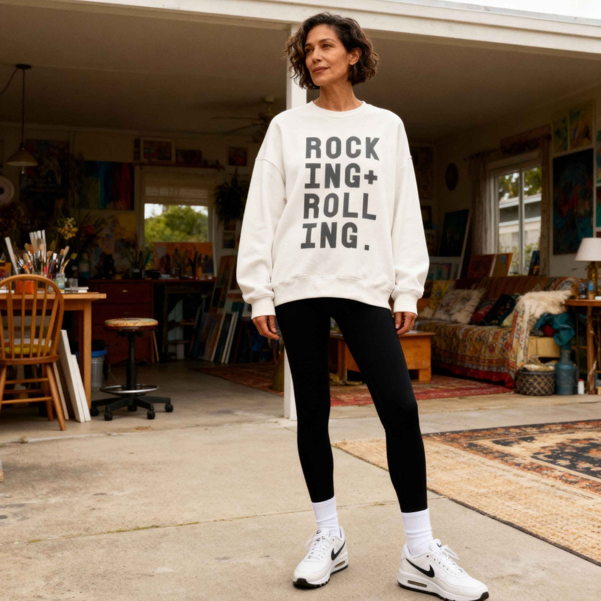 ROCKING + ROLLING | Premium Organic Sweatshirt - burnt peach.