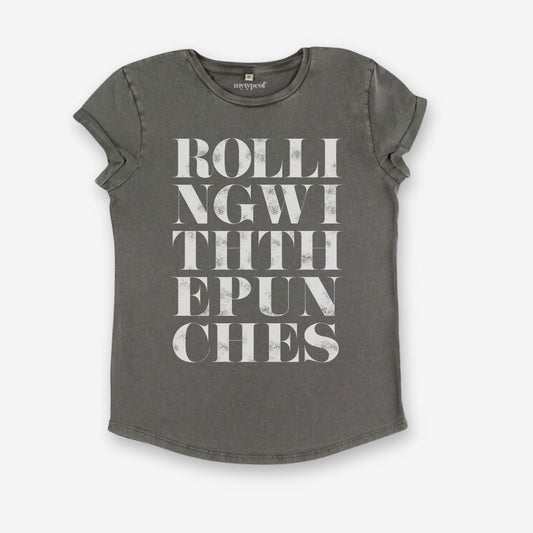 Rolling With the Punches | Small | Women's Roll Sleeve - burnt peach.