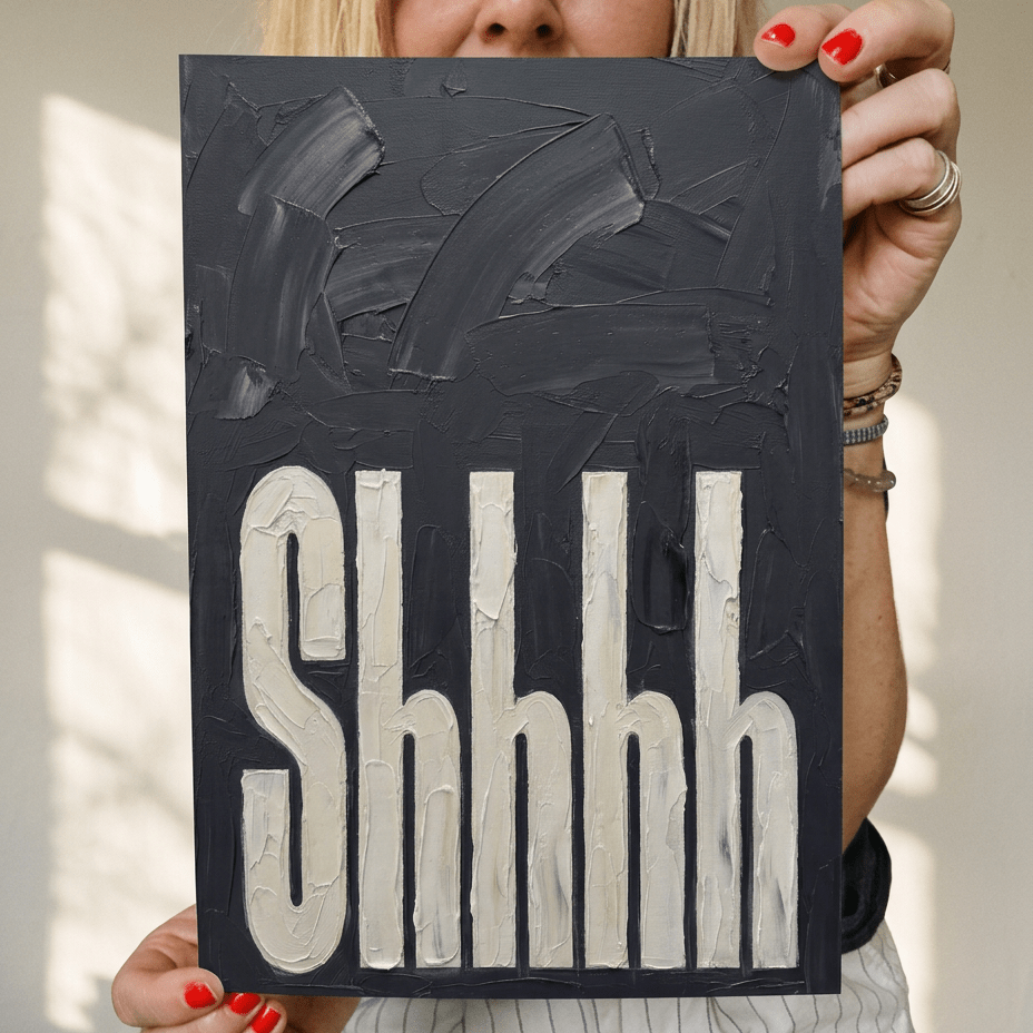 Shhhh Bedroom Wall Art - burnt peach.