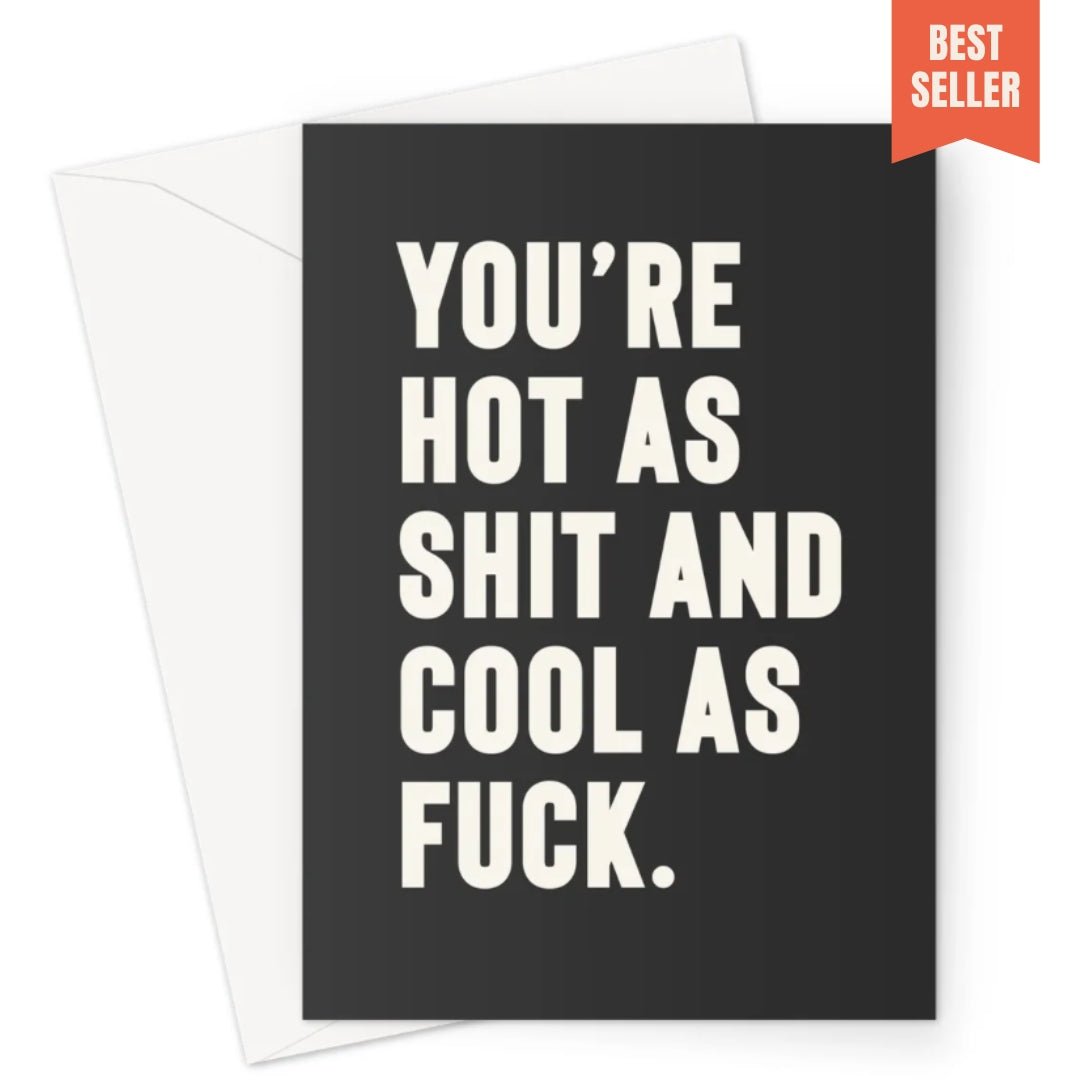 Shit Hot Greeting Card - burnt peach.