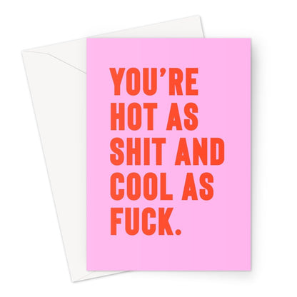 Shit Hot - Pink Greeting Card - burnt peach.