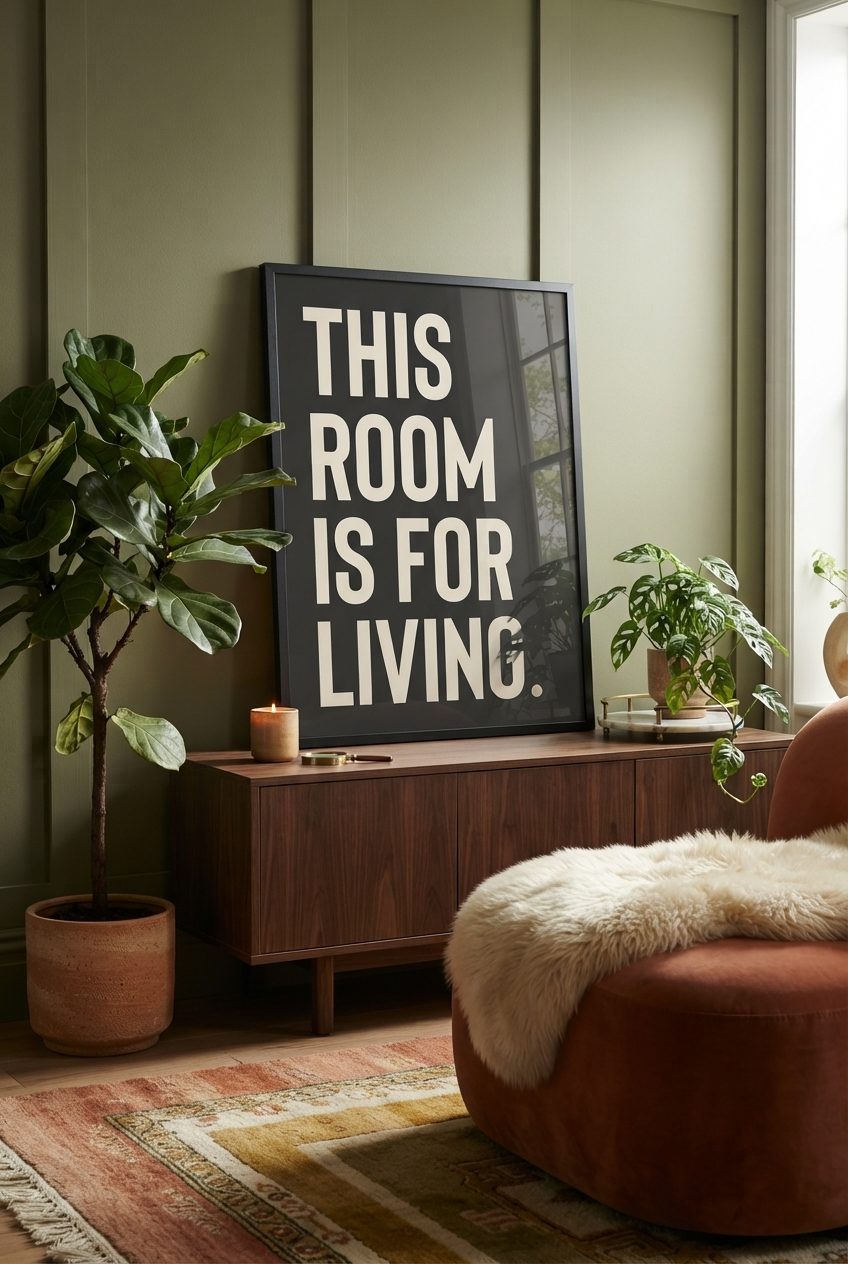 This Room Is For Living - burnt peach.