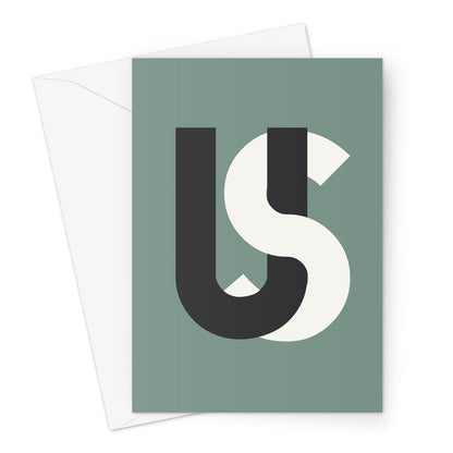 US - Dark Green Greeting Card - burnt peach.